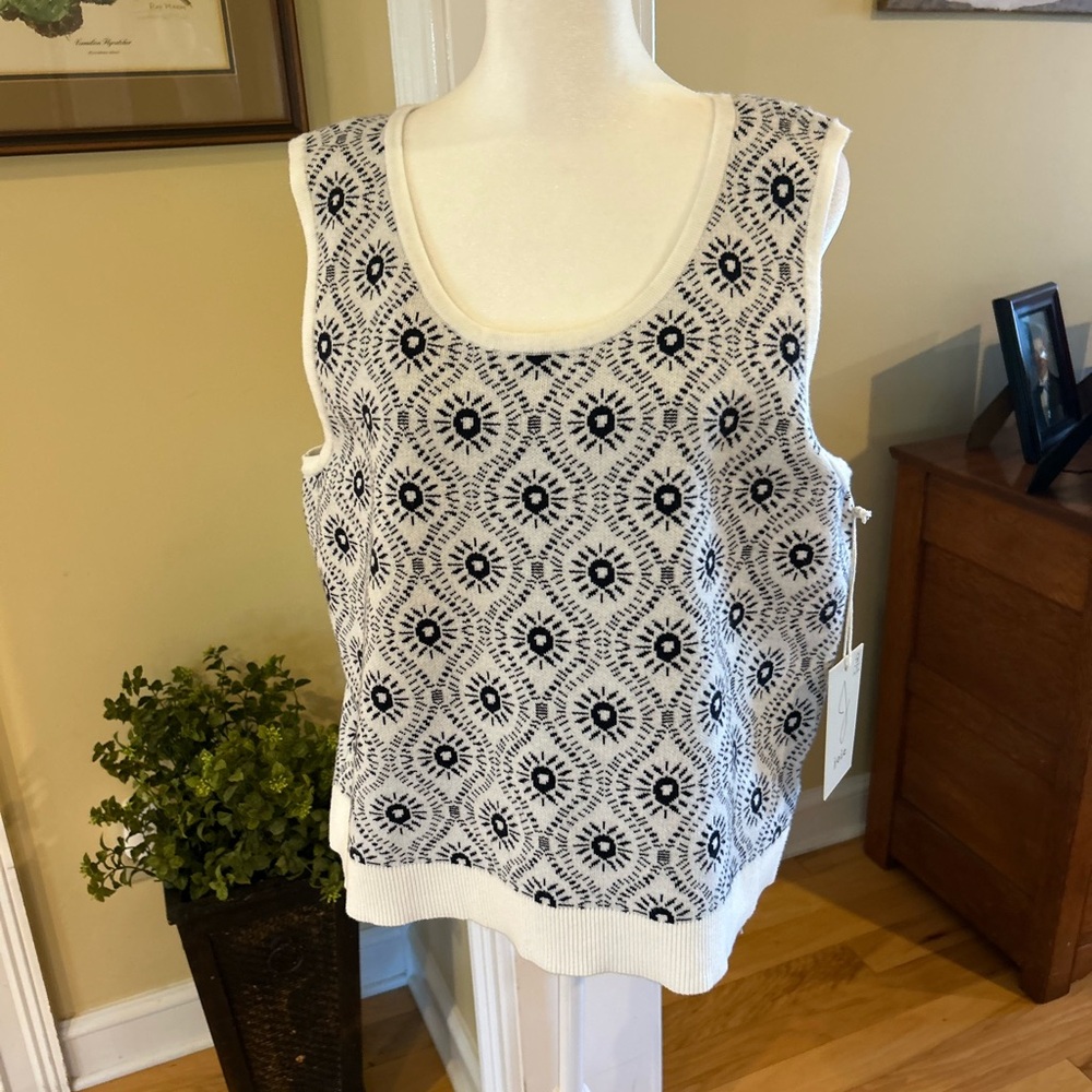 NWT Joie Black & White Patterned Soft Knit Tank Top Sweater